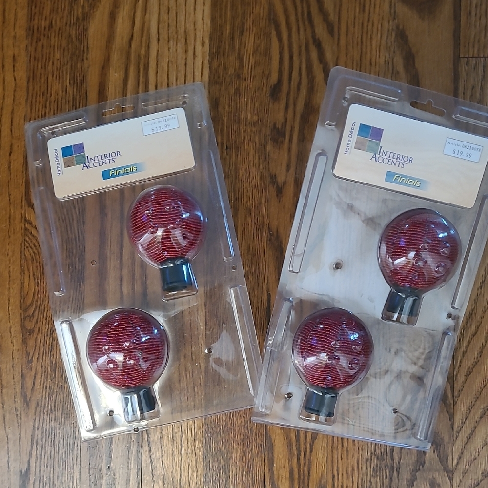 Red Beaded Finials by Interior Accents